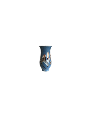 Cottage Crafted Vase, Marbleized Blue, 5" x 10.5"