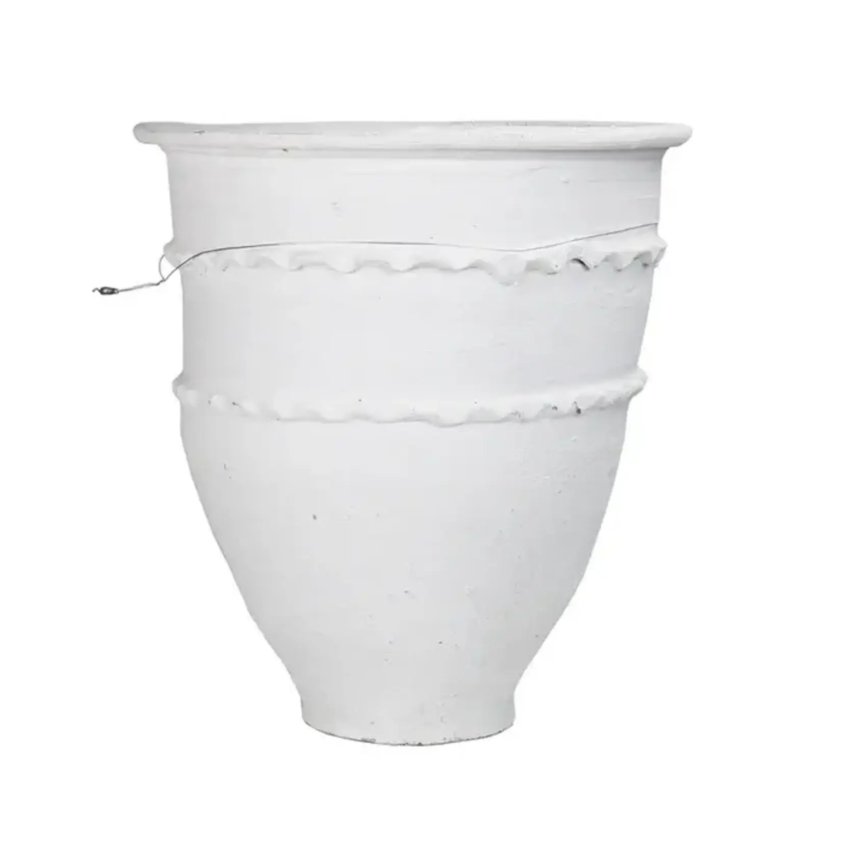 Vintage Open Mouth Mediterranean Pot White, Small