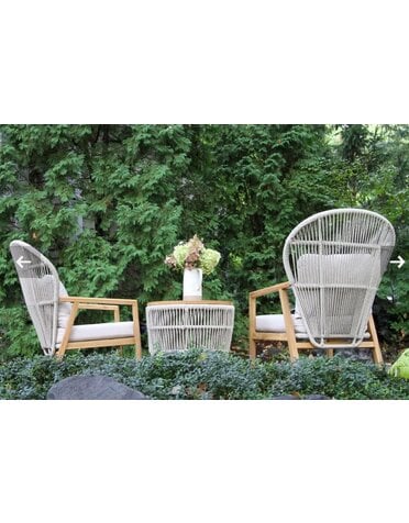 Teak & Cable Wicker Parlor Chair, Set of Two, 36 X 33 X 44, Furniture Available for Local Delivery or Pick Up