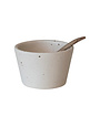 Stoneware Bowl with Mango Wood Spoon 3"
