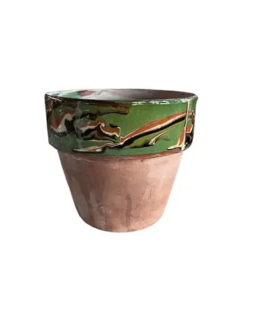 Cottage Crafted Flower Pot, Small, Marbleized Green, 6"