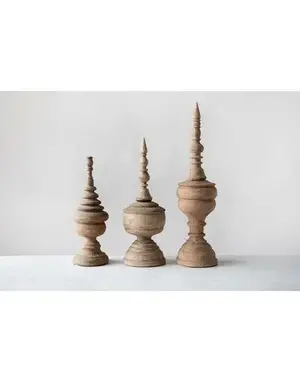 Carved Mango Wood Finial - Assorted, priced individually