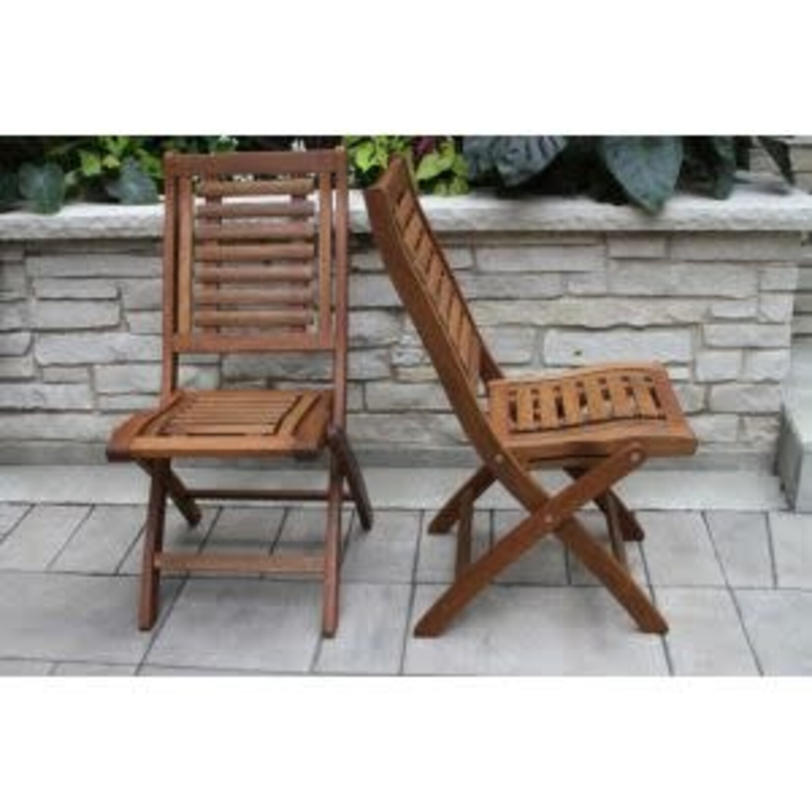 Eucalyptus Folding Side Chair, Set of Two, 18.5 X 25 X 37