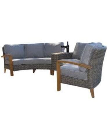 Half Round Wicker 3-Piece Sofa & End Table,132 X 33 X 32, Furniture Available for Local Delivery or Pick Up