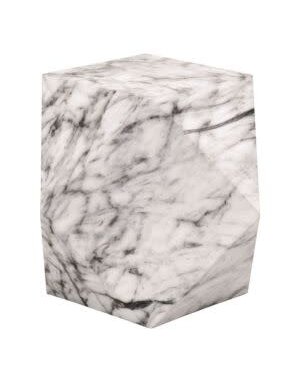 Facet Accent Table, Ivory Marble & Concrete, 17.25 X 24 X 19, Furniture Available for Local Delivery or Pick Up