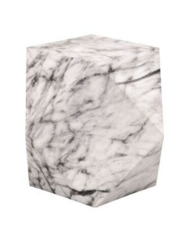 Facet Accent Table, Ivory Marble & Concrete, 17.25 X 24 X 19, Furniture Available for Local Delivery or Pick Up