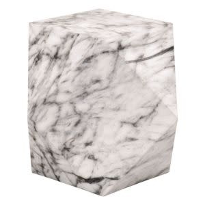 Facet Accent Table, Ivory Marble & Concrete, 17.25 X 24 X 19, Furniture Available for Local Delivery or Pick Up