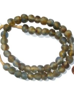 Blue Brown Swirl Recycled Glass Beads, 14 mm