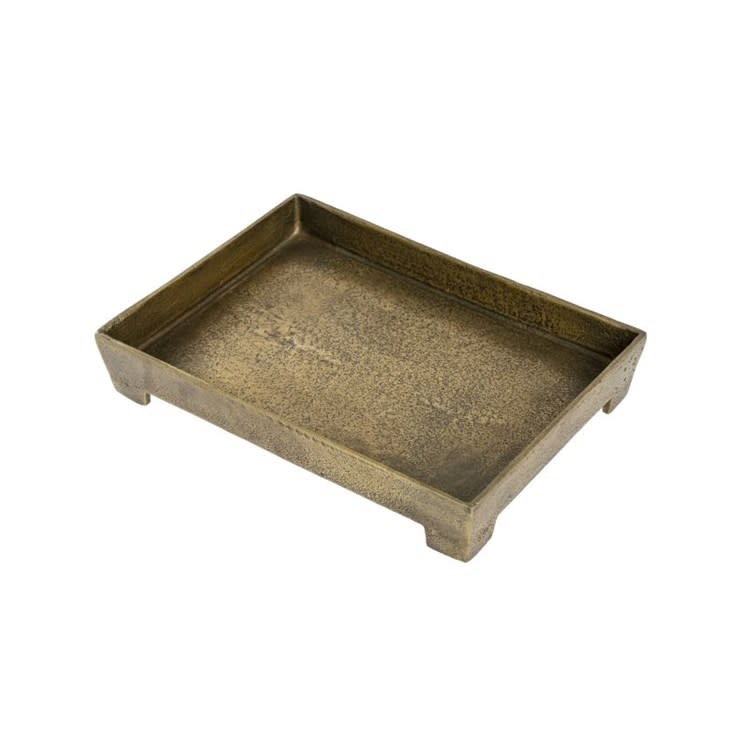 Footed Coffee Bronze Table Tray, Small, 11.5x8.25x2
