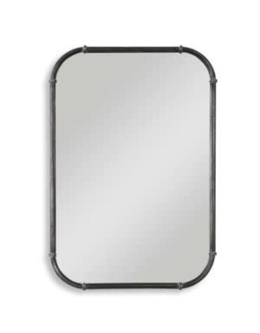 Rustic Metal Mirror with Rounded Corners, Gray, 24 X 37, Mirror Available for Local Delivery or Pick Up