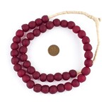 Deep Red Recycled Glass Beads, 14 mm