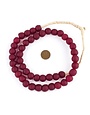 Deep Red Recycled Glass Beads, 14 mm