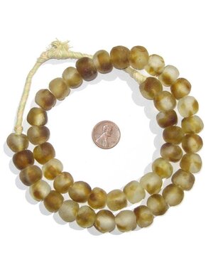 Brown Swirl Recycled Glass Beads, 14 mm