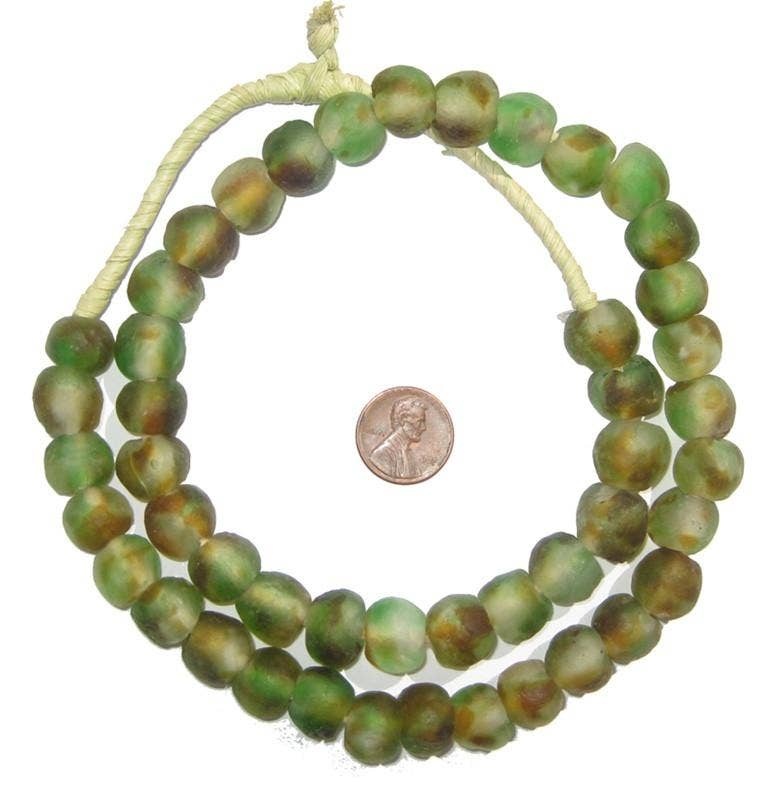 Earth Swirl Recycled Glass Beads, 14 mm
