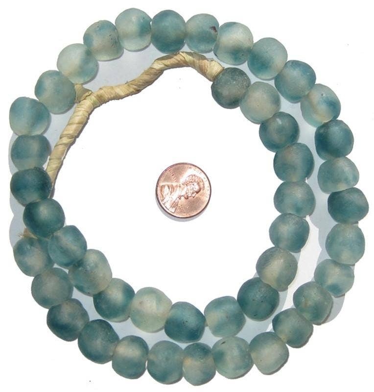 Blue Wave Marine Recycled Glass Beads, 14 mm