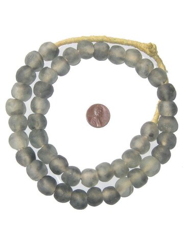 Grey Mist Recycled Glass Beads, 14 mm