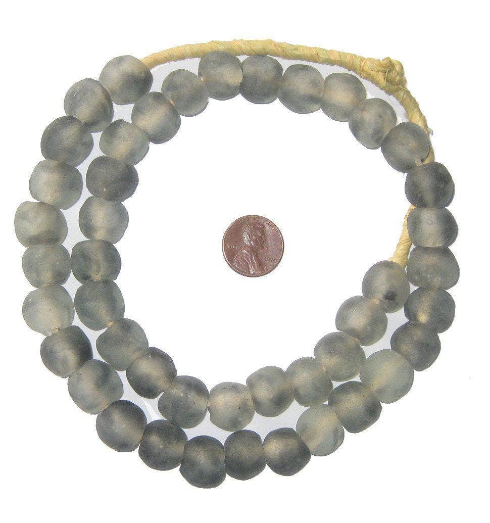 Grey Mist Recycled Glass Beads, 14 mm