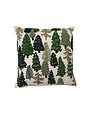 Square Embroidered Pillow with Trees & French Knots, 20"