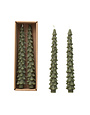 Unscented Tree Shaped Taper Candles, Green, 10"