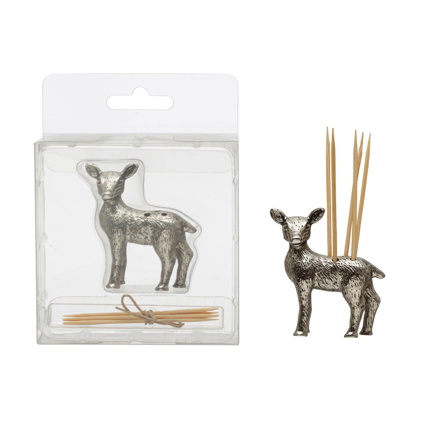Pewter Deer Toothpick Holder, 1"