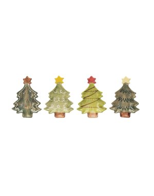 Assorted Christmas Tree Dish w/ Star, 4"L