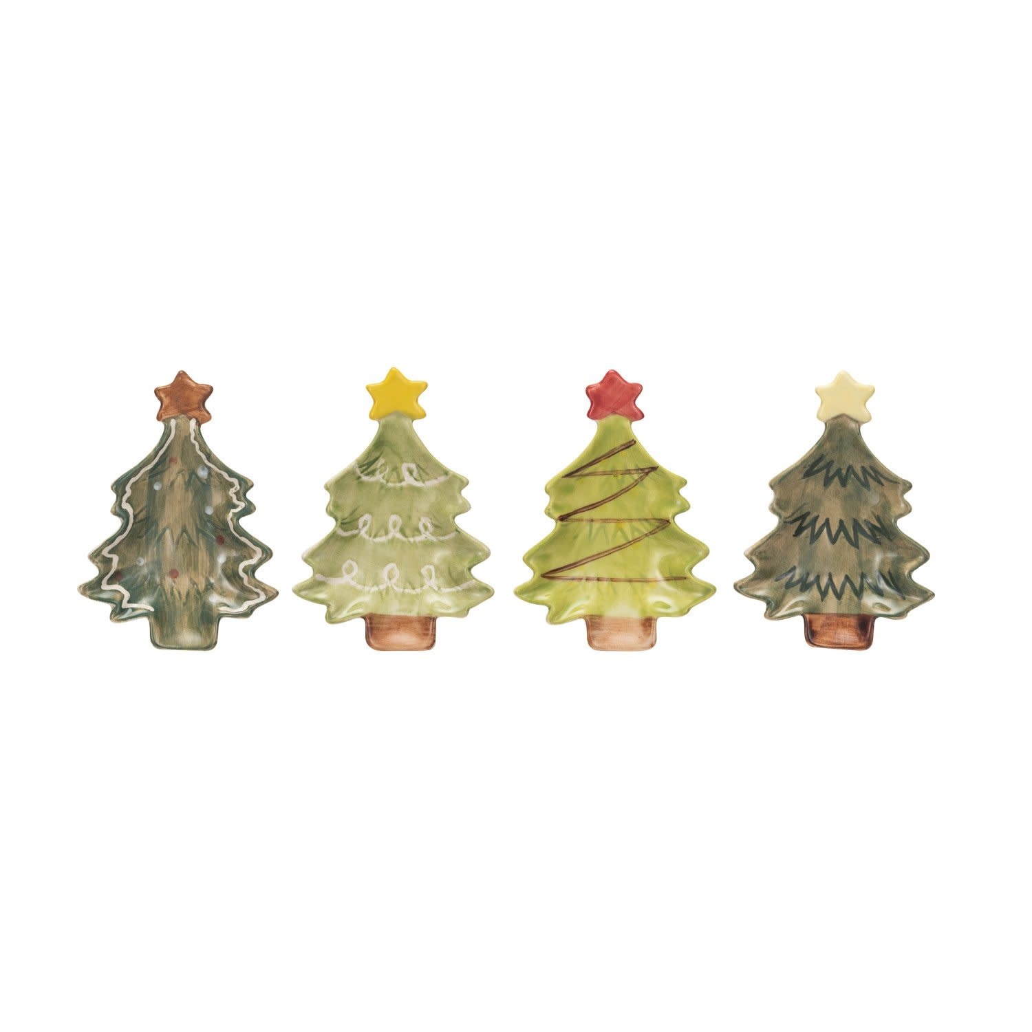 Assorted Christmas Tree Dish w/ Star, 4"L