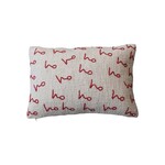 Cotton Lumbar Pillow w/ Embroidered "Ho Ho Ho" Pattern, 24"x 16"