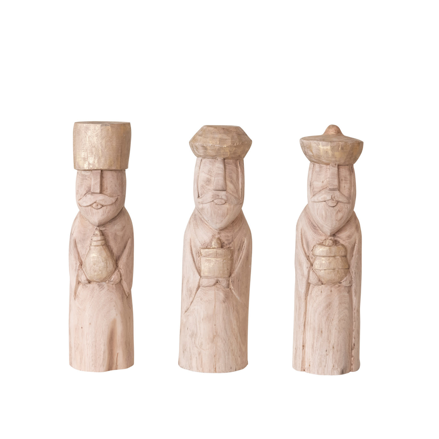 Mango Wood Wise Men, 15"H