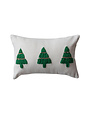 Cotton Slub Lumbar Pillow w/ Embroidered Christmas Trees, 14"x 9"