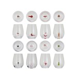Assorted Stemless Wine Glass w/ Holiday Figure Inside, 5"H