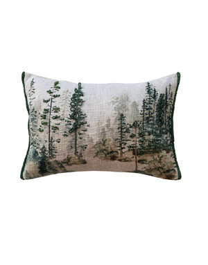 Lumbar Pillow with Trees & Embroidery, 12"x 14"