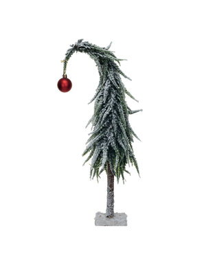 Faux Evergreen Tree w/ Red Ball Ornament, 14"