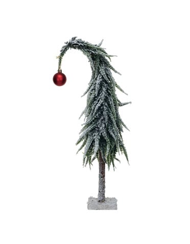 Faux Evergreen Tree w/ Red Ball Ornament, 14"