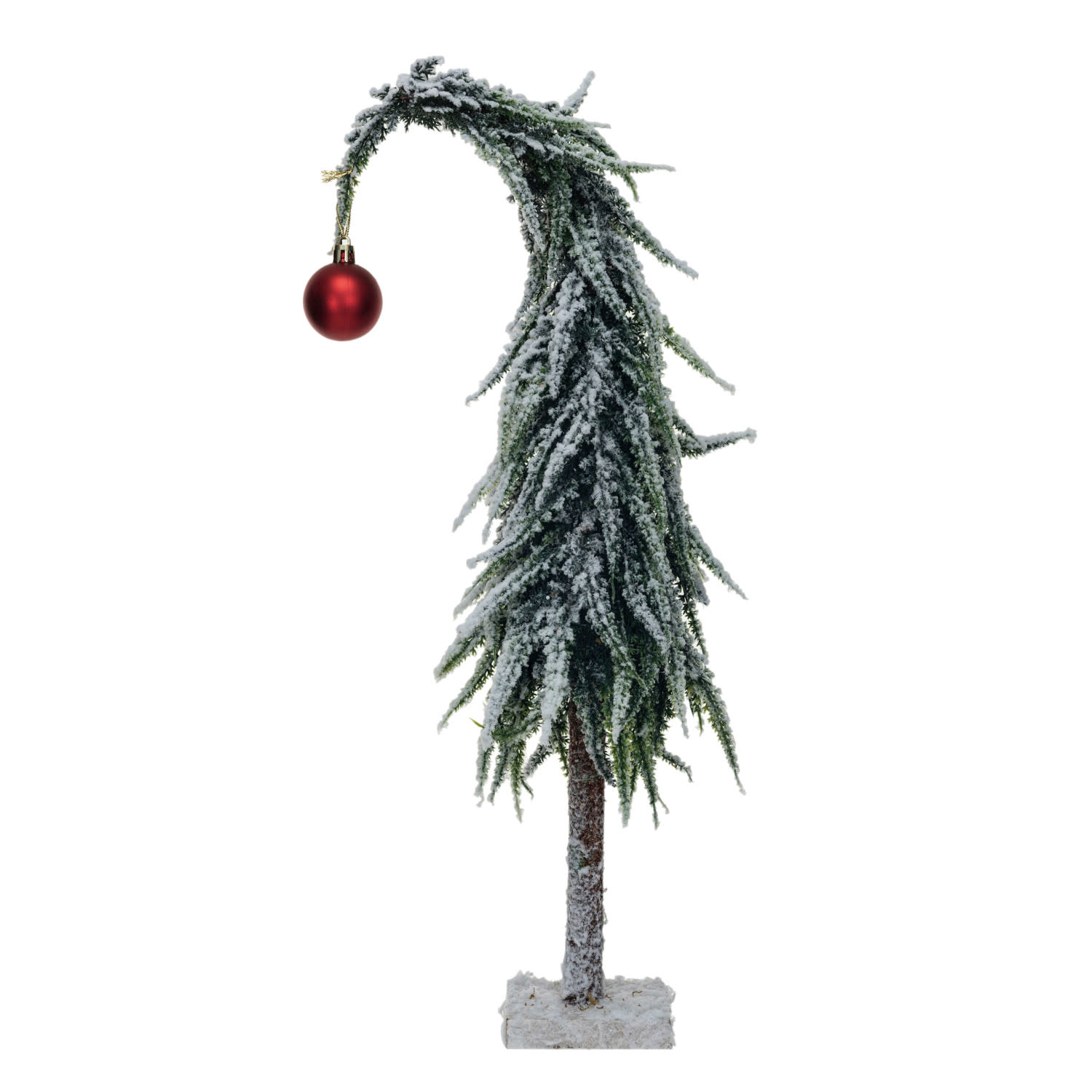 Faux Evergreen Tree w/ Red Ball Ornament, 14"