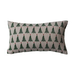 Stonewashed Printed Lumbar Pillow with Tree Pattern, 16 X 9"
