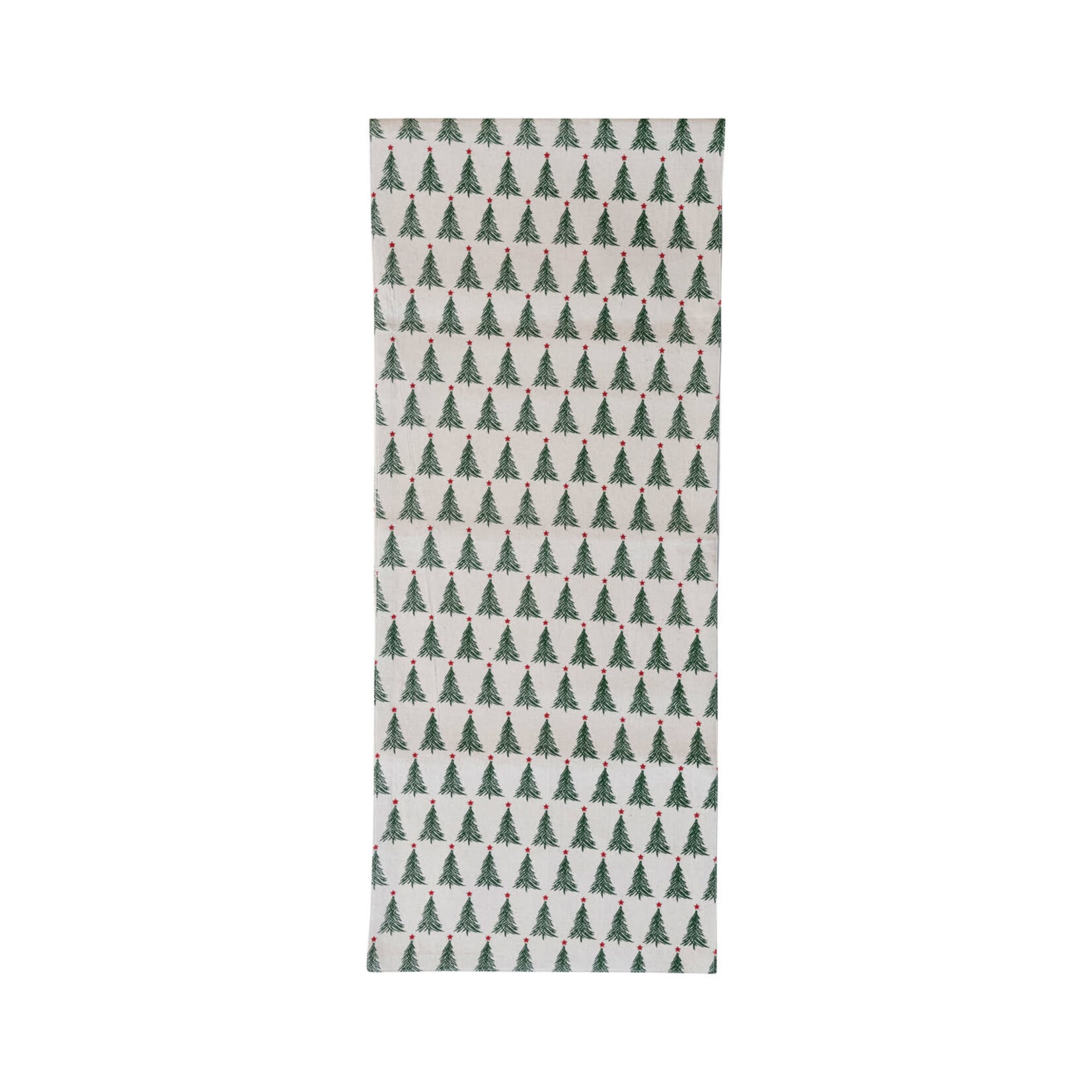 Stonewashed Table Runner with Christmas Tree Pattern, 72"