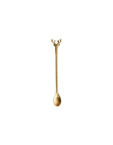Brass Cocktail Spoon with Reindeer Handle