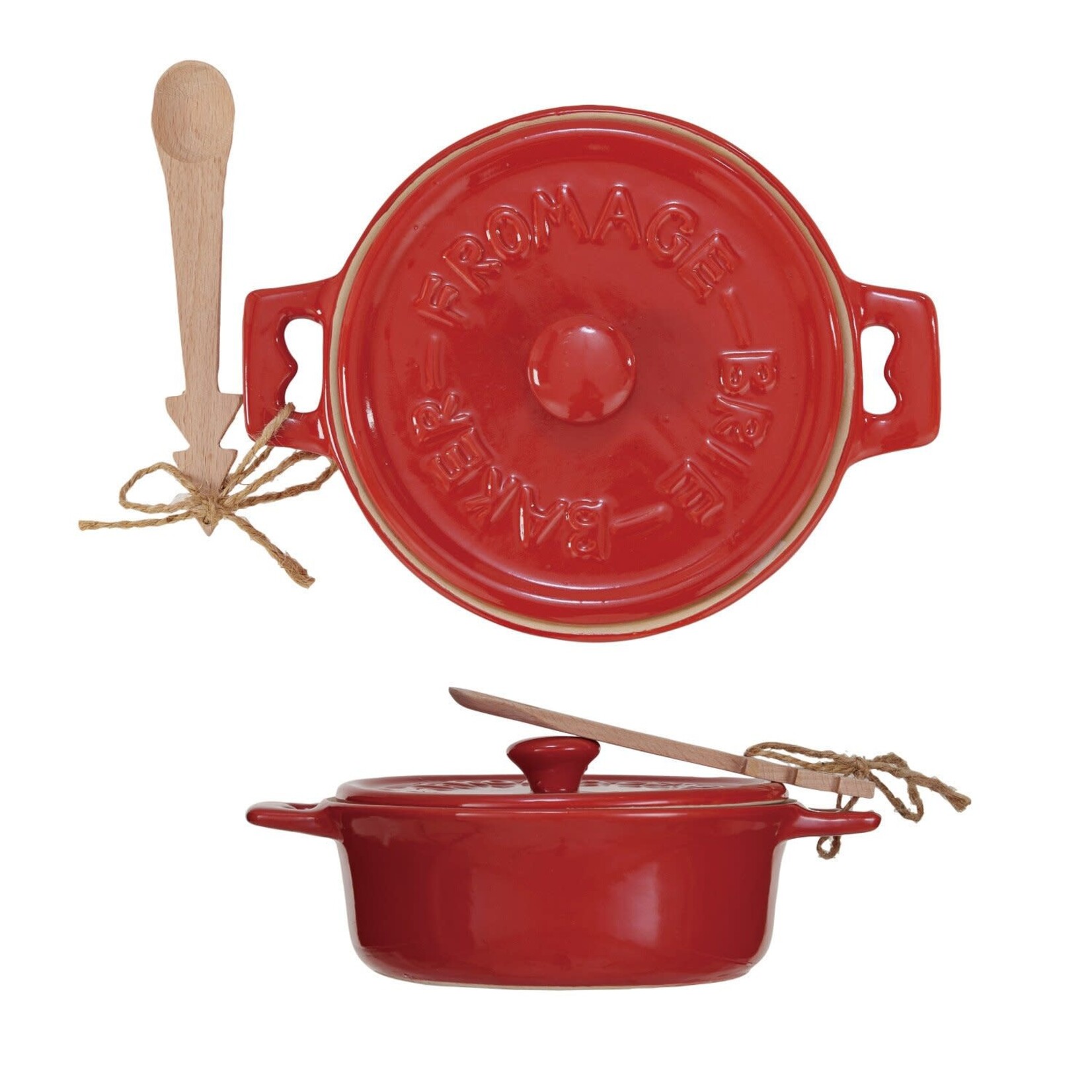 Brie Baker w/ Wood Tree Shaped Spoon, 9 X 3 in.