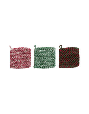 Assorted Melange Crocheted Pot Holder, 8"