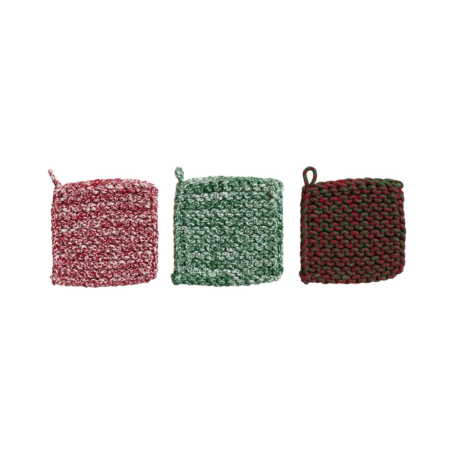 Assorted Melange Crocheted Pot Holder, 8"