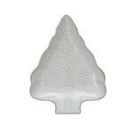 Stoneware Tree Shaped Plate, White, 9 X 7"