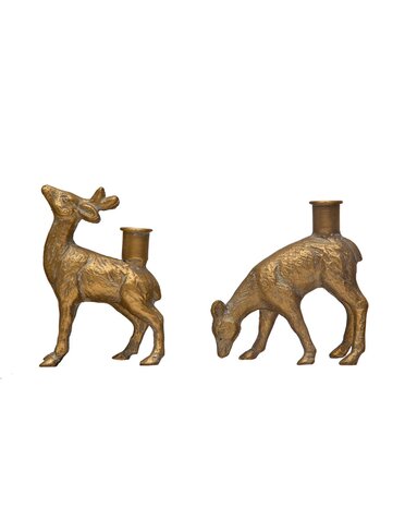 Assorted Cast Iron Deer Taper Holder, 6"