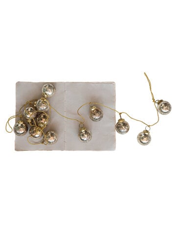 Etched Mercury Glass Ball Ornament Garland w/ Snowflakes, 72"
