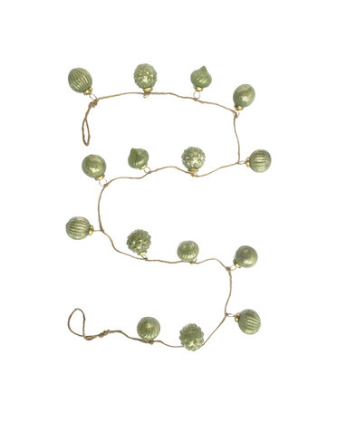 Mercury Glass Ball Ornament Garland with Jute Cord, 72"