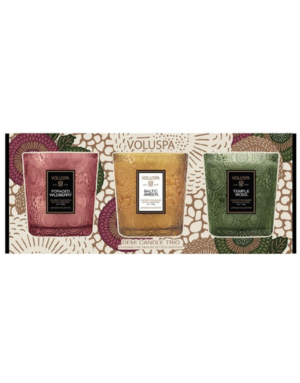 Voluspa Set Restoration Demi Trio, Foraged Wildberry, Baltic Amber, Temple Moss