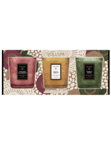 Voluspa Set Restoration Demi Trio, Foraged Wildberry, Baltic Amber, Temple Moss
