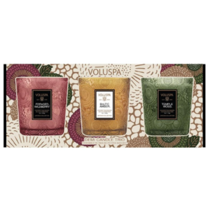 Voluspa Set Restoration Demi Trio, Foraged Wildberry, Baltic Amber, Temple Moss