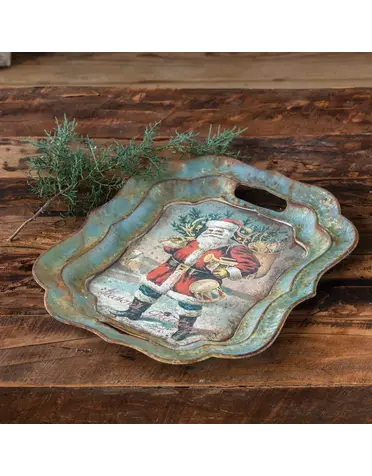 Santa Bearing Gifts Tray, 18 X 15