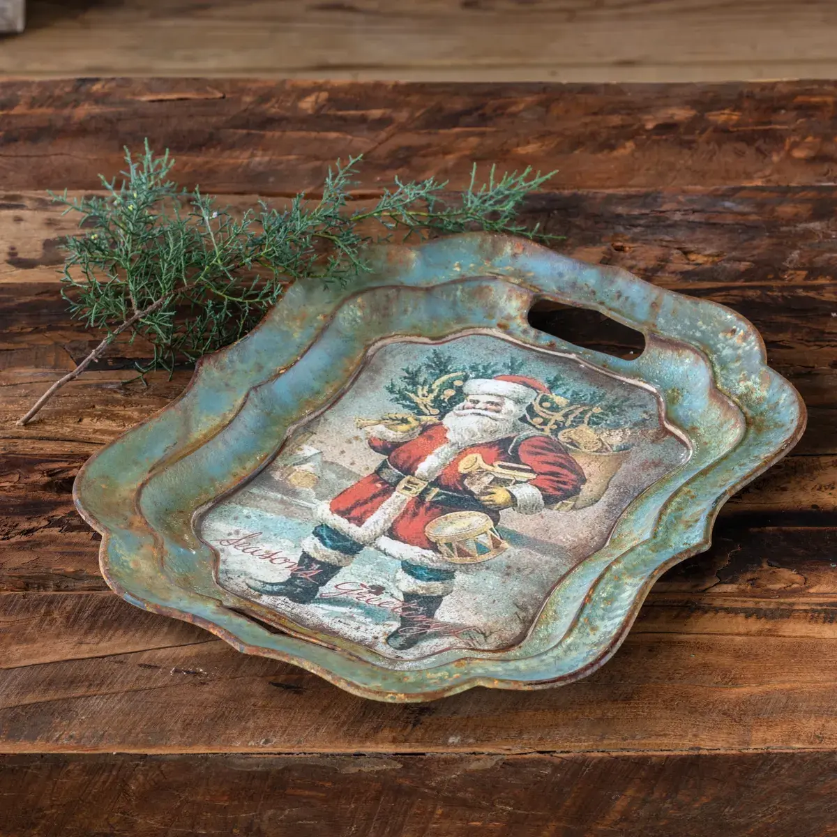 Santa Bearing Gifts Tray, 18 X 15
