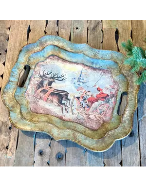 Santa on Sleigh Tray, 18 X 15